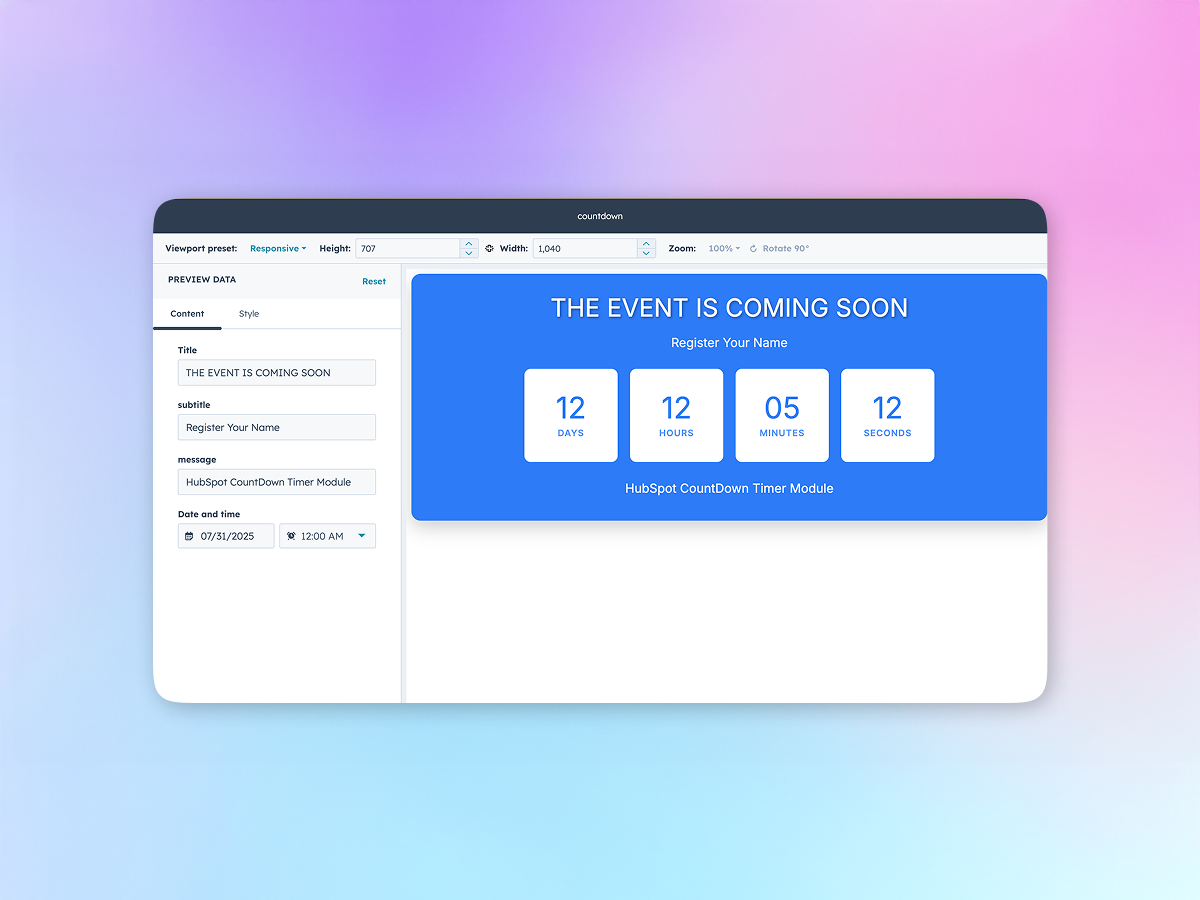 Set custom countdown durations (days, hours, minutes, seconds).