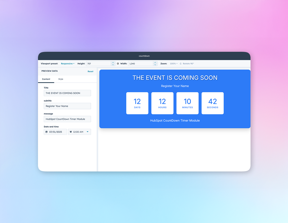 Set custom countdown durations (days, hours, minutes, seconds).