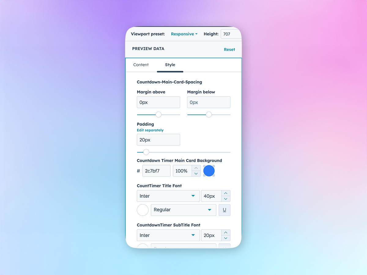 Configurable styling: color, size, font customization options.